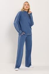 LTS Tall Women's Blue Piped High Neck Sweatshirt | Long Tall Sally 3