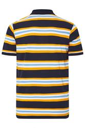 BadRhino Big & Tall Navy Blue & Yellow Striped Polo Shirt | BadRhino 6