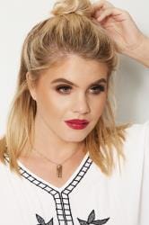 Gold & Pink Live Laugh Love Necklace & Stone Earring Set 1