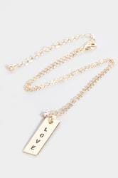 Gold & Pink Live Laugh Love Necklace & Stone Earring Set 5