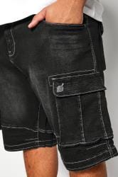 KAM Black Cargo Denim Shorts | BadRhino 3