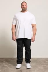 D555 Black Elasticated Waist Relaxed Fit Jeans | BadRhino 1