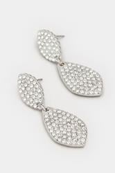 Silver Tone Diamante Double Drop Earrings | Yours Clothing 3