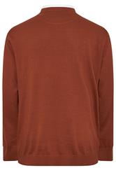 BadRhino Big & Tall Burnt Red Cable Knit Mock Shirt Jumper 6