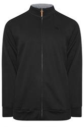 D555 Big & Tall Black Embroidery Zip Through Fleece Lined Jacket | BadRhino 1