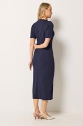 LTS Tall Women's Navy Blue Notch Neck Midi Dress | Long Tall Sally 2