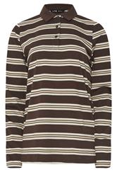 LTS Tall Chocolate Brown Striped Jersey Polo Top | Long Tall Sally 5