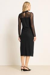 LTS Tall Black Mesh High Neck Midi Dress | Long Tall Sally 3