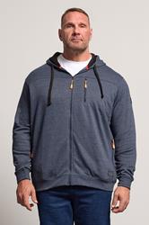 D555 Big & Tall Navy Blue Marl Zip Through Hoodie | BadRhino 1