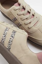 Natural Brown Leopard Retro Stripe Trainers In Extra Wide EEE Fit | Yours Clothing 5