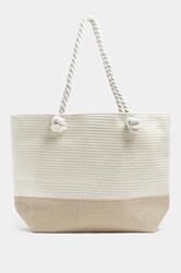 Brown & Gold Striped Rope Tote Bag | Yours Clothing 3