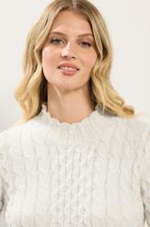 LTS Tall Ivory White Cable Knit Frill Jumper | Long Tall Sally 4