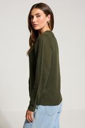LTS Tall Khaki Green Knitted Button Cardigan | Long Tall Sally 3