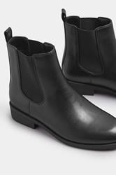 Black Faux Leather Chelsea Ankle Boots In Wide E Fit & Extra Wide EEE Fit | Yours Clothing 5