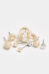 9 PACK Stud Diamante Earrings Set 4