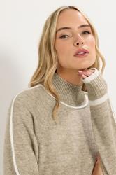 LTS Tall Beige Brown Contrast Trim Jumper Dress | Long Tall Sally 5