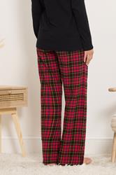 LTS Tall Black & Red Cotton Check Pyjama Bottoms | Long Tall Sally 3