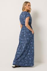 LTS Tall Women's Blue Floral Shirred Waist Cotton Maxi Dress | Long Tall Sally 4