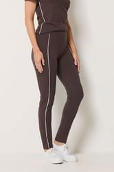 LTS Tall Women's Chocolate Brown Active Piped Leggings | Long Tall Sally 1