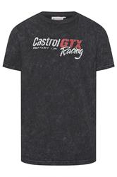 BadRhino Big & Tall Black Acid Wash 'Castrol' Graphic T-Shirt | BadRhino 1