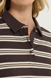 LTS Tall Chocolate Brown Striped Jersey Polo Top | Long Tall Sally 4