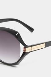 Black Metallic Arm Oversized Sunglasses | Yours Clothing 4