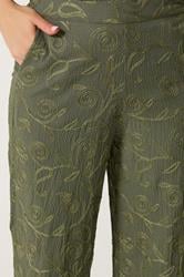 LTS Tall Women's Set Olive Green Floral Embroidered Shirt & Trousers | Long Tall Sally  5