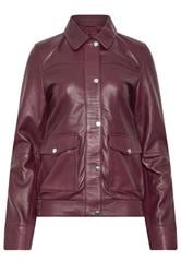 LTS PREMIUM Tall Women's Burgundy Red Leather Bomber Jacket | Long Tall Sally 1