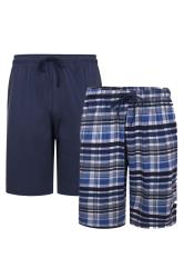 KAM 2 PACK Navy Blue & Check Lounge Shorts