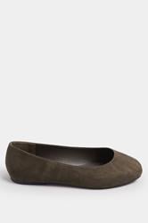 Chocolate Brown Faux Suede Square Toe Ballet Pumps In Extra Wide EEE Fit | Yours Clothing 2