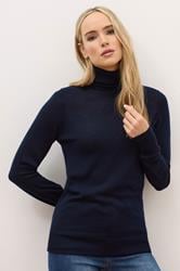 LTS PREMIUM Tall Navy Blue Merino Wool Roll Neck Jumper | Long Tall Sally 2