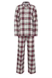 LTS Tall Ivory White & Red Cotton Check Pyjama Set | Long Tall Sally 6
