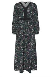 LTS Tall Dark Green Floral Lace Trim Maxi Dress | Long Tall Sally 5
