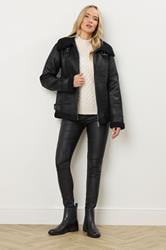 LTS Tall Black Aviator Taped Seam Jacket | Long Tall Sally 3