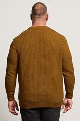 BadRhino Big & Tall Brown Textured Crew Neck Knitted Jumper | BadRhino 3