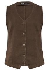 LTS Tall Women's Chocolate Brown Denim Cotton Waistcoat | Long Tall Sally 6