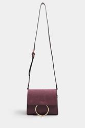 Burgundy Red Ring Detail Cross Body Bag