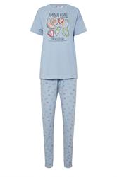 LTS Tall Women's Blue Summer Fruits 'Amalfi Coast' Slogan Pyjama Set | Long Tall Sally  5