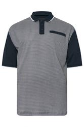KAM Navy Blue Geometric Print Short Sleeve Polo Shirt | BadRhino 4
