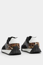 Black Leopard Print Panelled Runner Trainers In Extra Wide EEE Fit | Yours Clothing 4