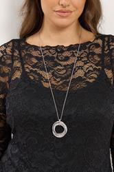 Silver Tone Long Diamante Circle Necklace | Yours Clothing 1