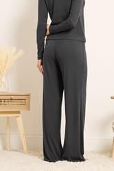 LTS Tall Women's Charcoal Grey Ribbed Wide Leg Trousers | Long Tall Sally  4