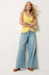 LTS Tall Women's Lemon Yellow Button Knitted Vest Top | Long Tall Sally 1