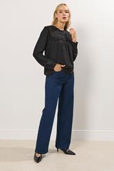 LTS Tall Black Woven Frill Blouse | Long Tall Sally 2