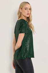LTS Tall Green Crew Neck Sequin Top | Long Tall Sally 3