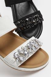 White Diamante Stone Embellished Sandals In Extra Wide EEE Fit | Yours Clothing 6