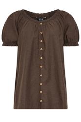 LTS Tall Women's Chocolate Brown Linen Button Blouse | Long Tall Sally 5
