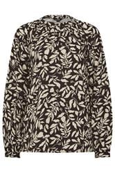 LTS Tall Black Abstract Leaf Placket Button Shirt | Long Tall Sally 5