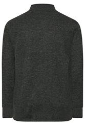 D555 Big & Tall Charcoal Grey Marl Zip Through Knitted Jumper | BadRhino 2