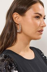 Gold Tone Diamante Rope Hoop Earrings | Yours Clothing 1
